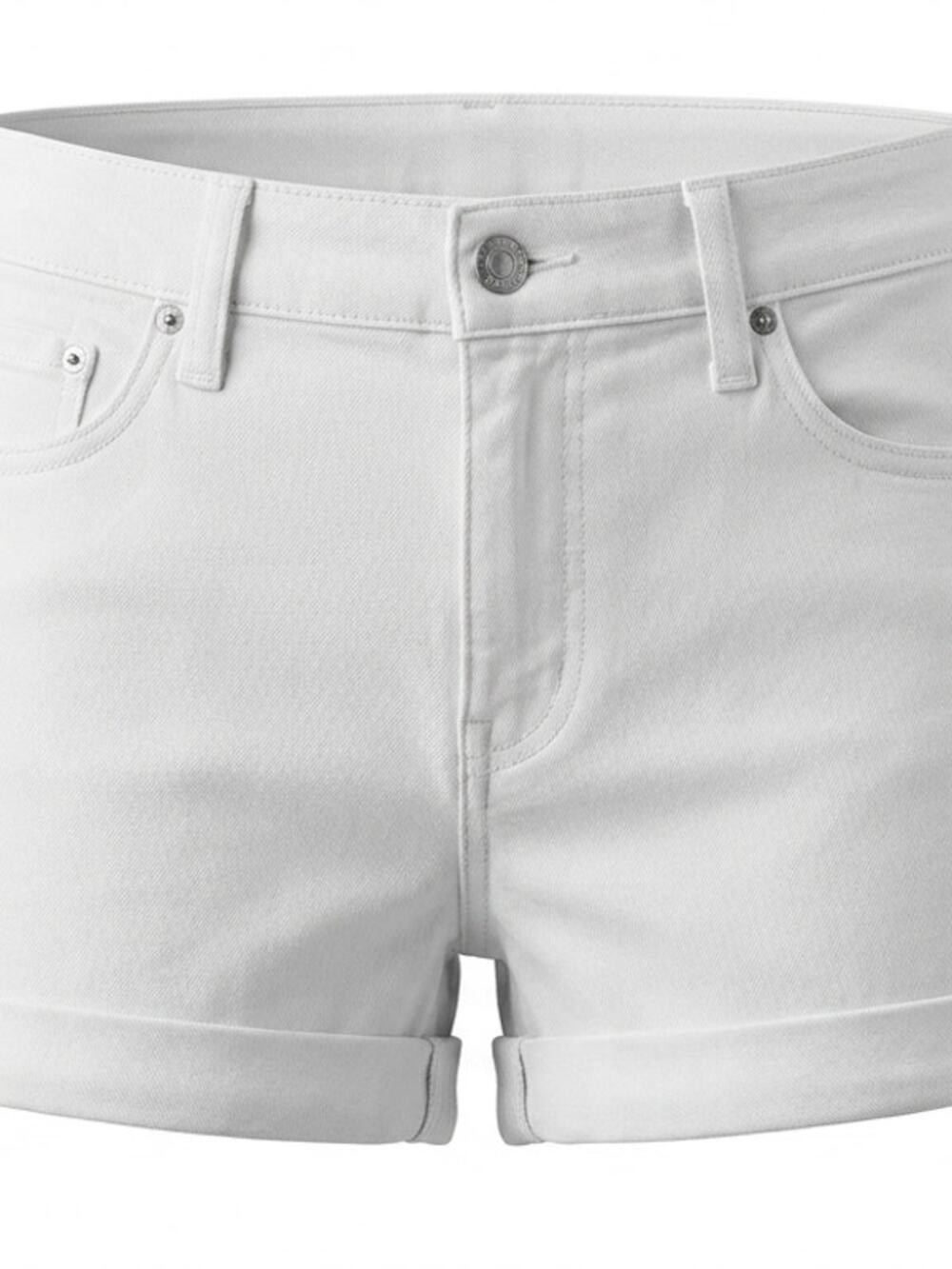 7 For All Mankind White Cuffed Denim Shorts Women See Measurements